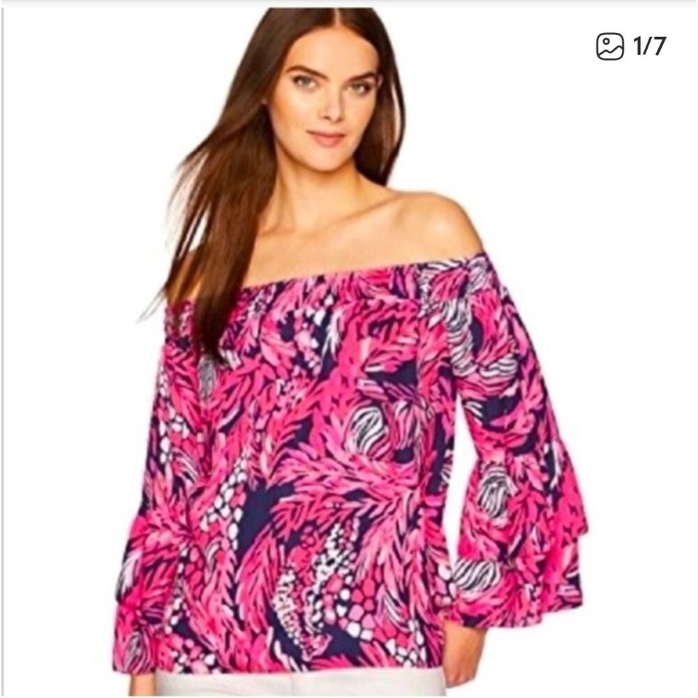 Lilly Pulitzer It's A Jungle In Here Tobyn Off The Shoulder Top Small
